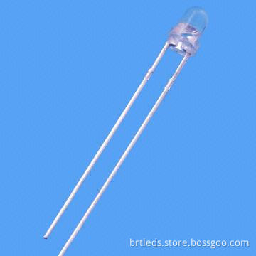 3mm Round LED Lamp, White Color (x=0.28/y=0.28) w/ Water Clear Lens, 6,500mcd, 30&deg Viewing Angle